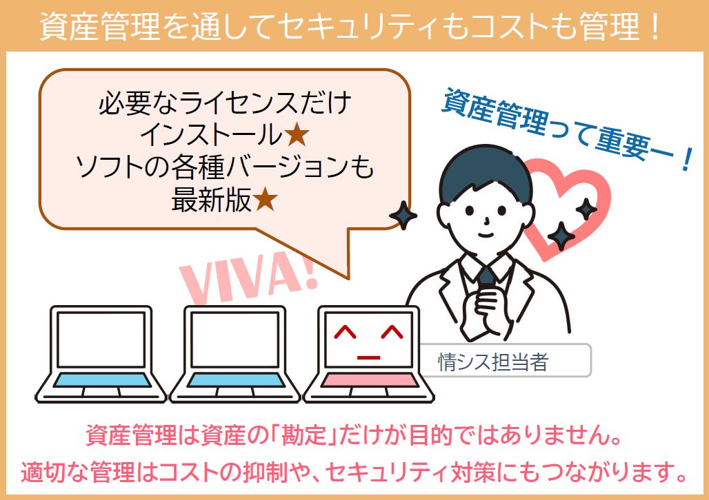 IT資産管理体制が整うことで、コスト削減やセキュリティの強化にもつながり、一石二鳥。