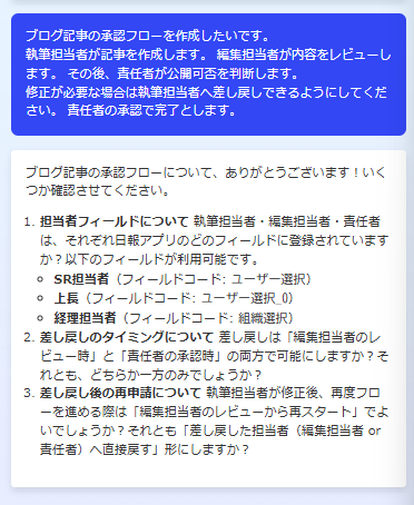 レビュー段階での差し戻しや、公開判断後の扱いなどについて確認が行われる