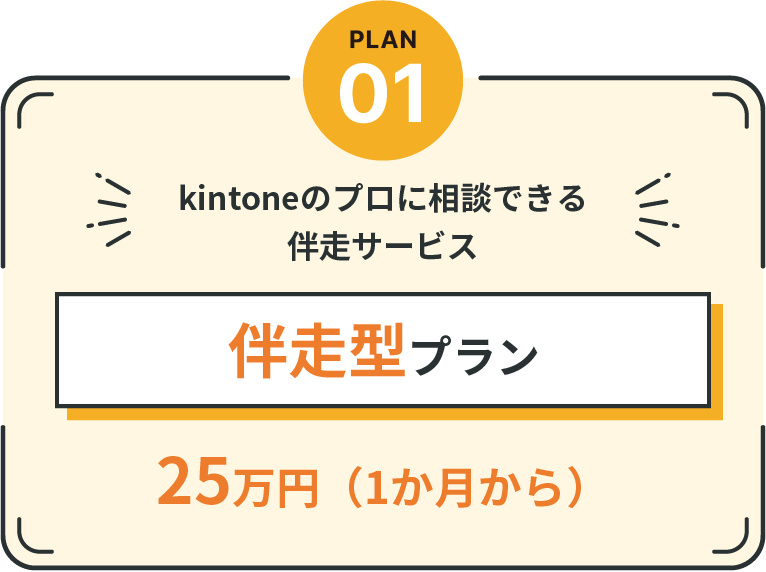 kintoneのプロに相談できる伴走サービス 伴走型プラン 25万円（1か月から）